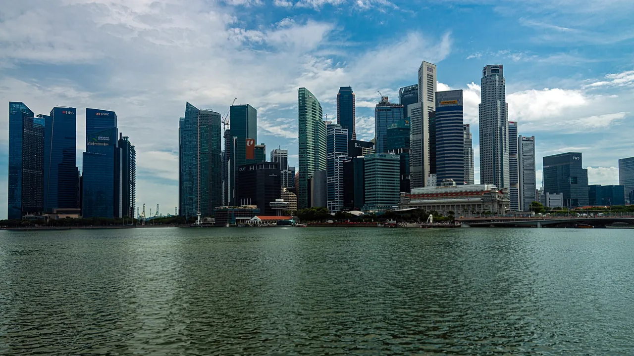 Singapore Financial District skyline from across Marina Bay