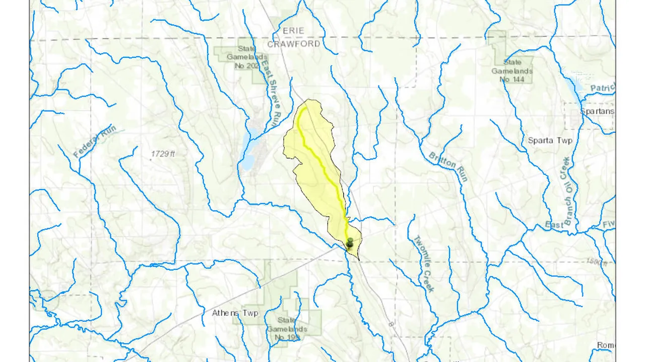 Course of Bloomfield Run (Oil Creek tributary)
