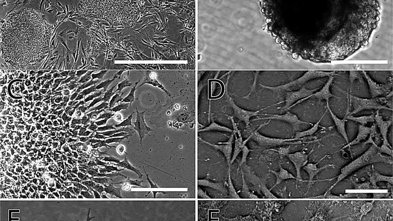 Bright field microscopy images of the various stages of oligodendrocyte differentiation from induced pluripotent stem ce