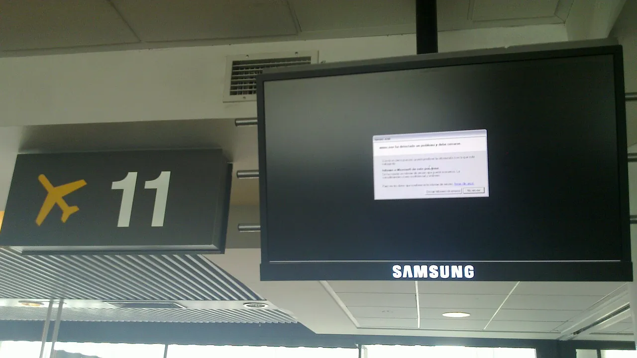 Computer Screen with software error at Gate 11 (SCL)