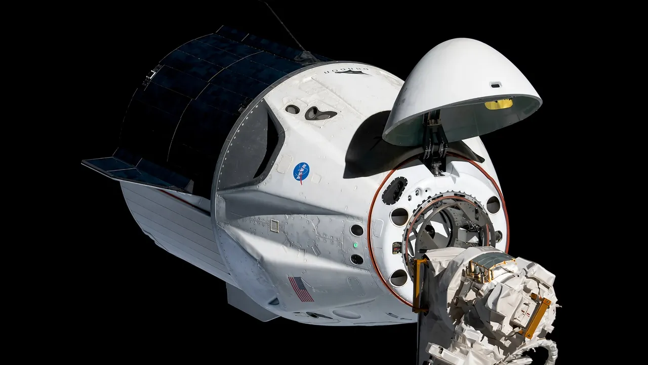 Crew Dragon at the ISS for Demo Mission 1 (cropped)