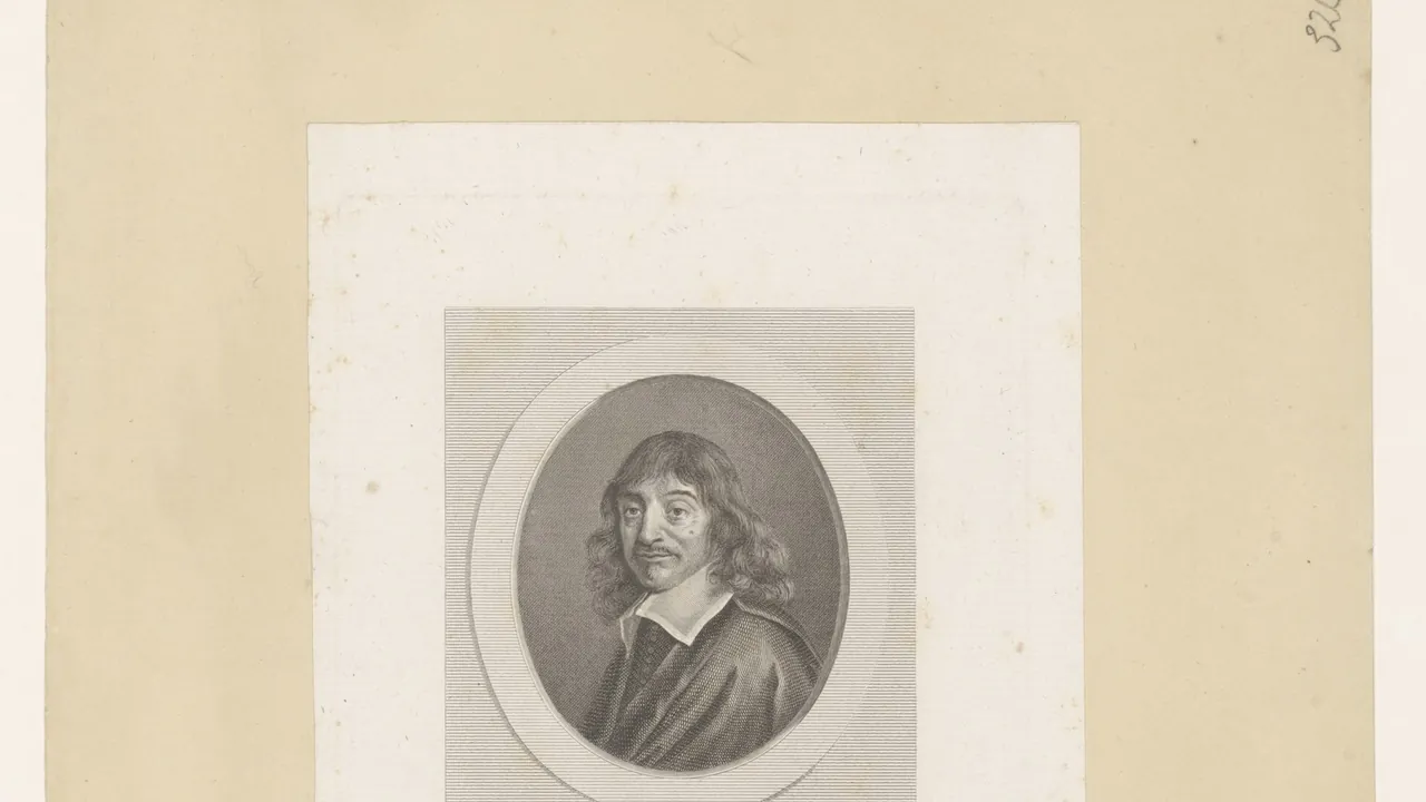 Portret van René Descartes René Descartes (titel op object), RP-P-1910-4588