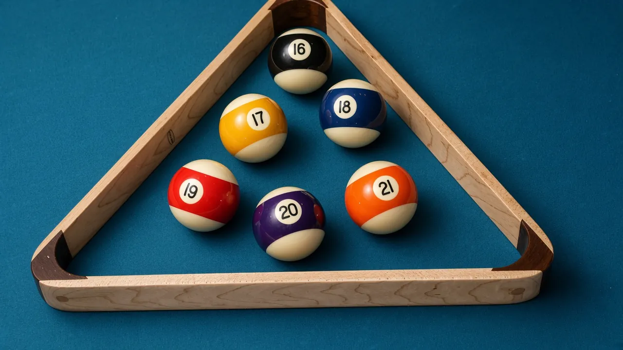 Baseball pool balls and rack