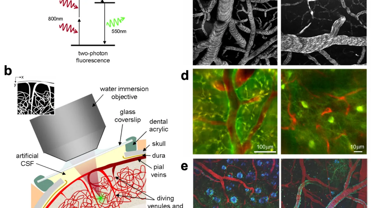Two-photon microscopy of in vivo brain function