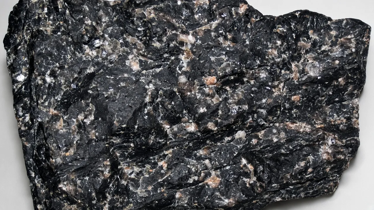 Black porphyritic metarhyolite (Utley Rhyolite, Paleoproterozoic, 1765 Ma; Utley Rhyolite Quarry, near Green Lake, Wisco