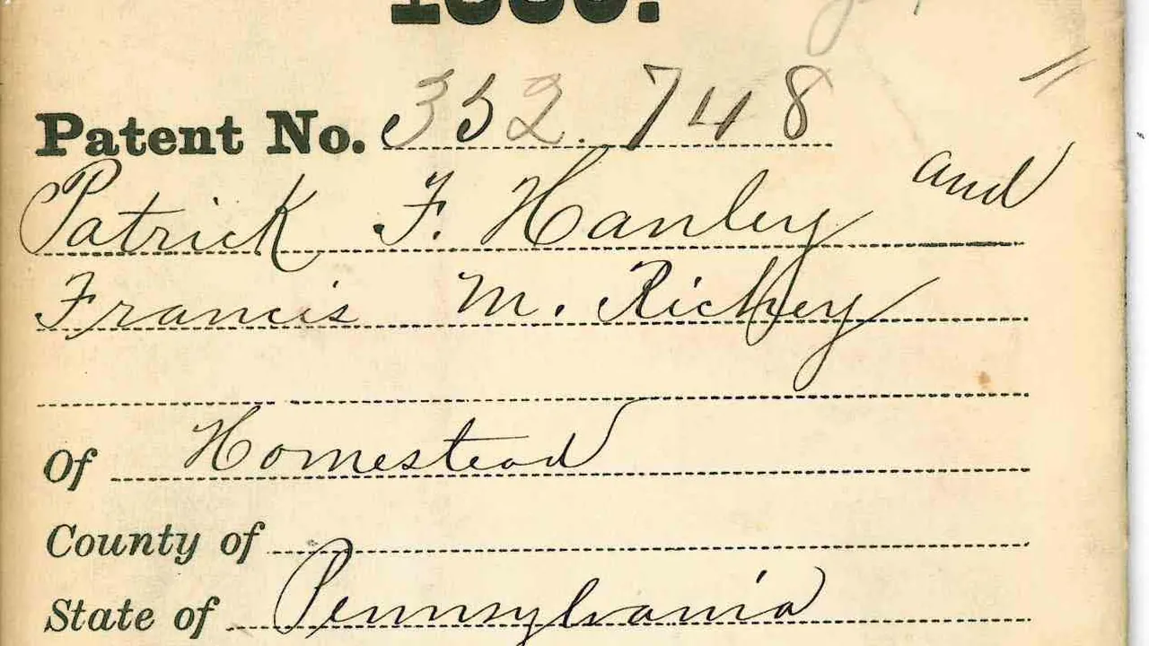 Patent Case File No. 352,748, Feed Table for Rolling Mills, Inventors- Patrick F. Hanley and Francis M. Richey - NARA - 