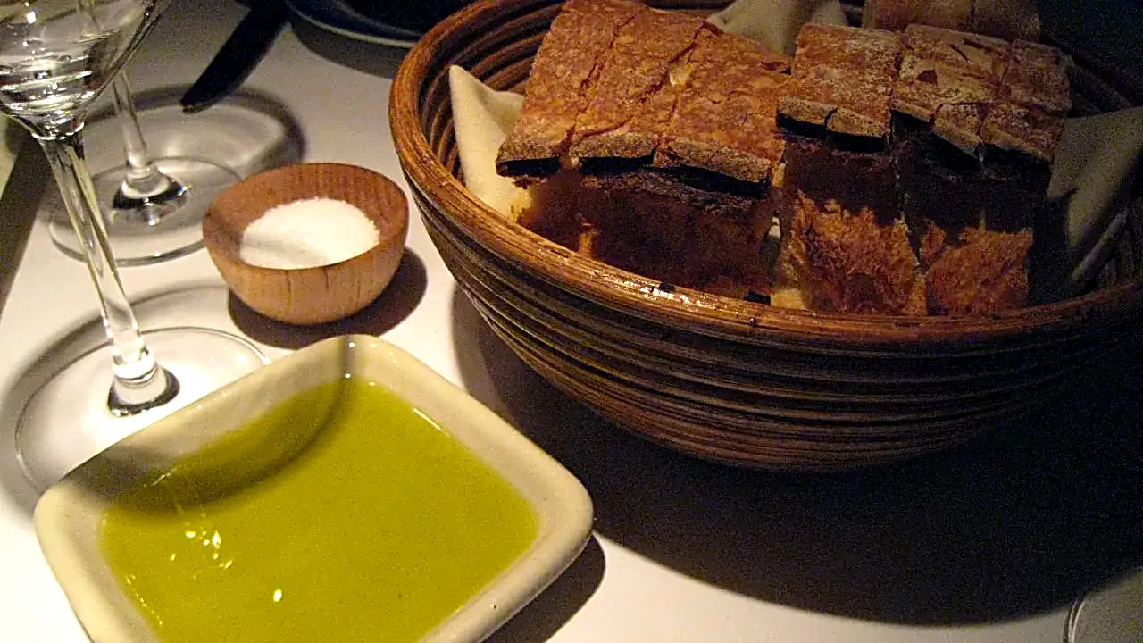 Artisan bread with olive oil and salt