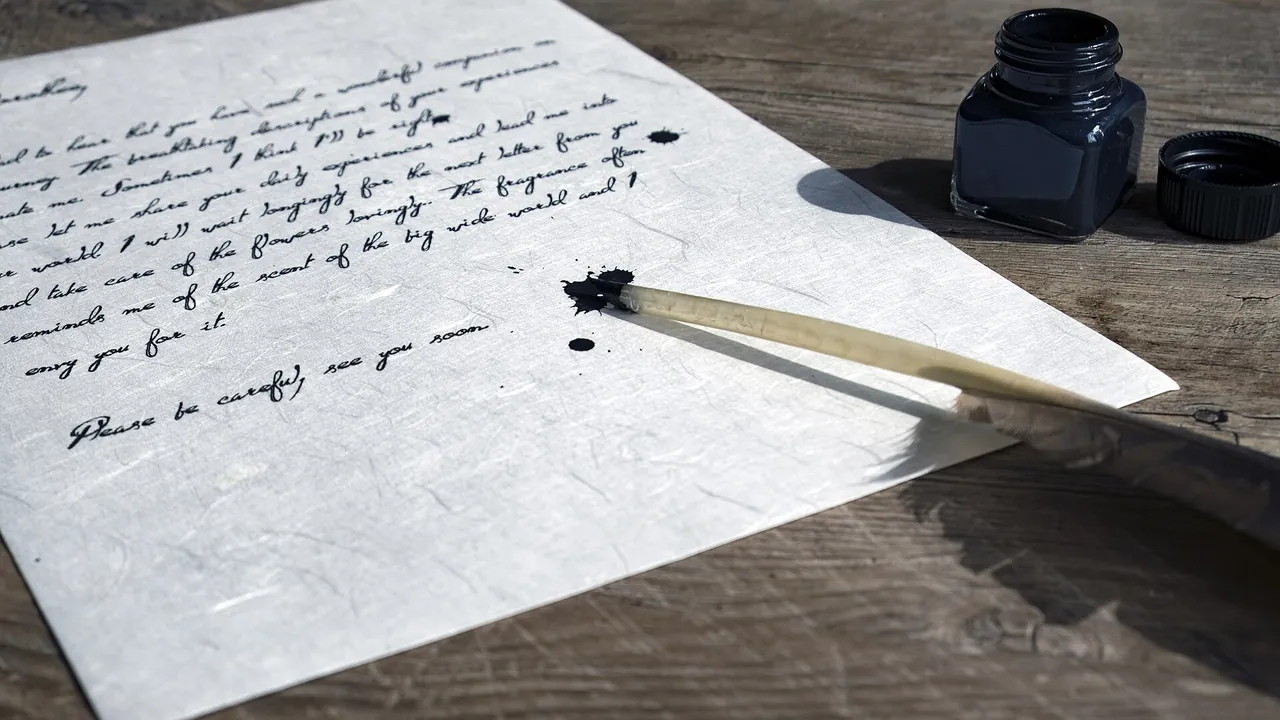 Bird Feather Feather Paper pen Bird feather made into dipping pen, inkwell, paper, handwritten letter, inkblots, etc. 25