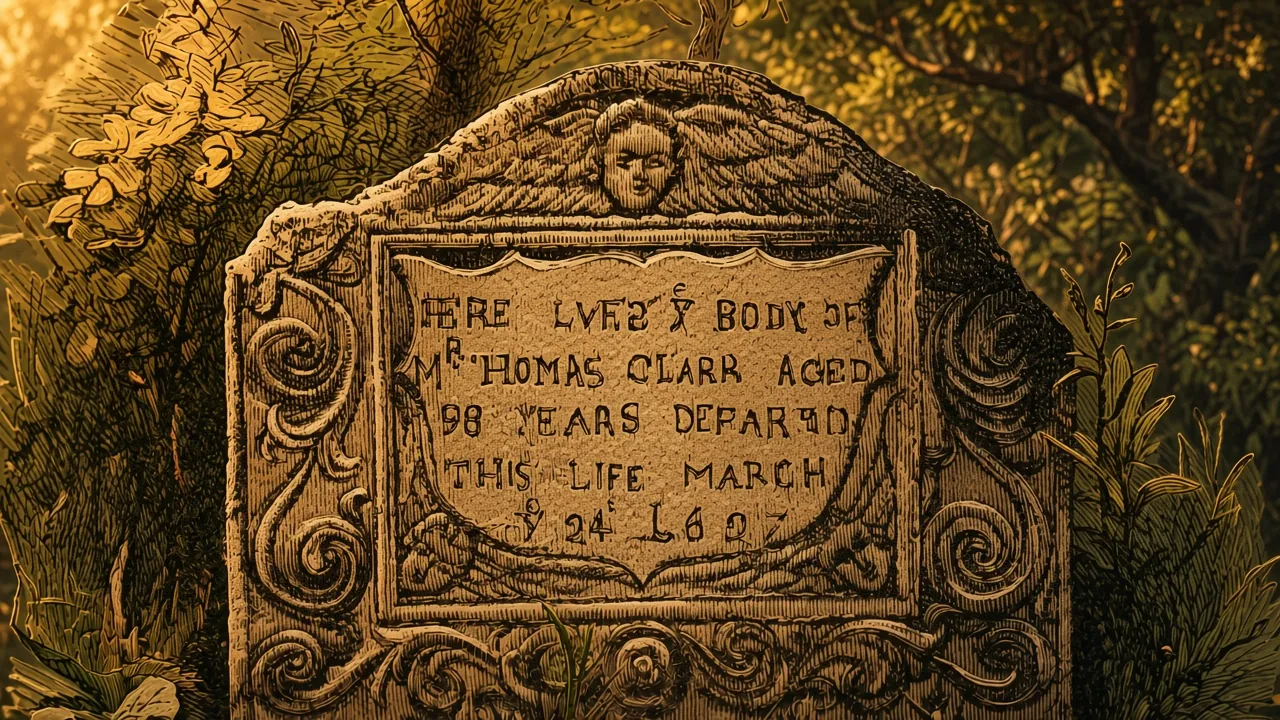 Thomas Clark grave Ancient Stone, Burial Hill pp381 of "A book of New England legends and folk lore in prose and poetry.