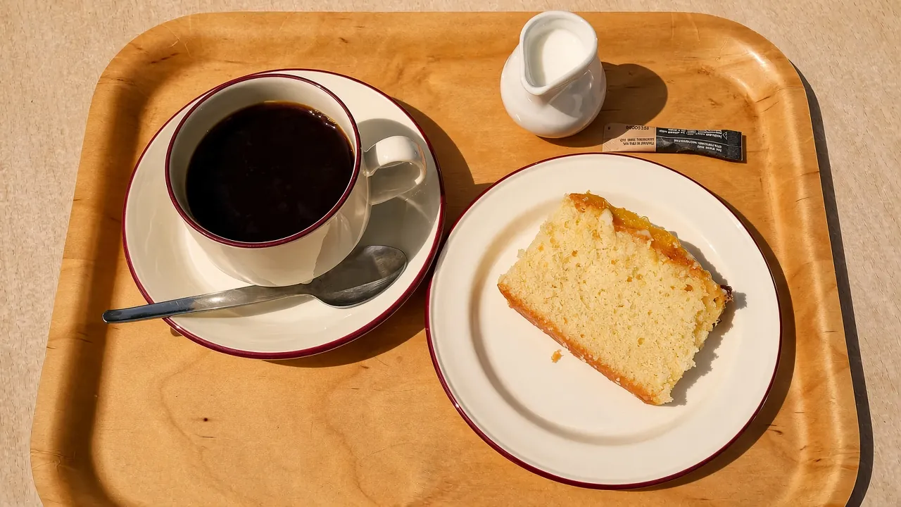 Coffee lemon drizzle cake Gibberd Garden Harlow Essex England 01