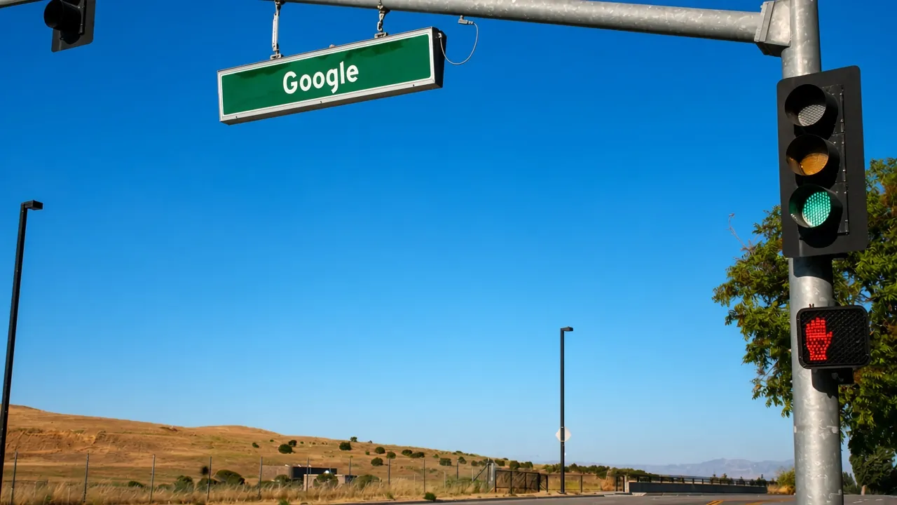 Google street sign Mountain view traffic light