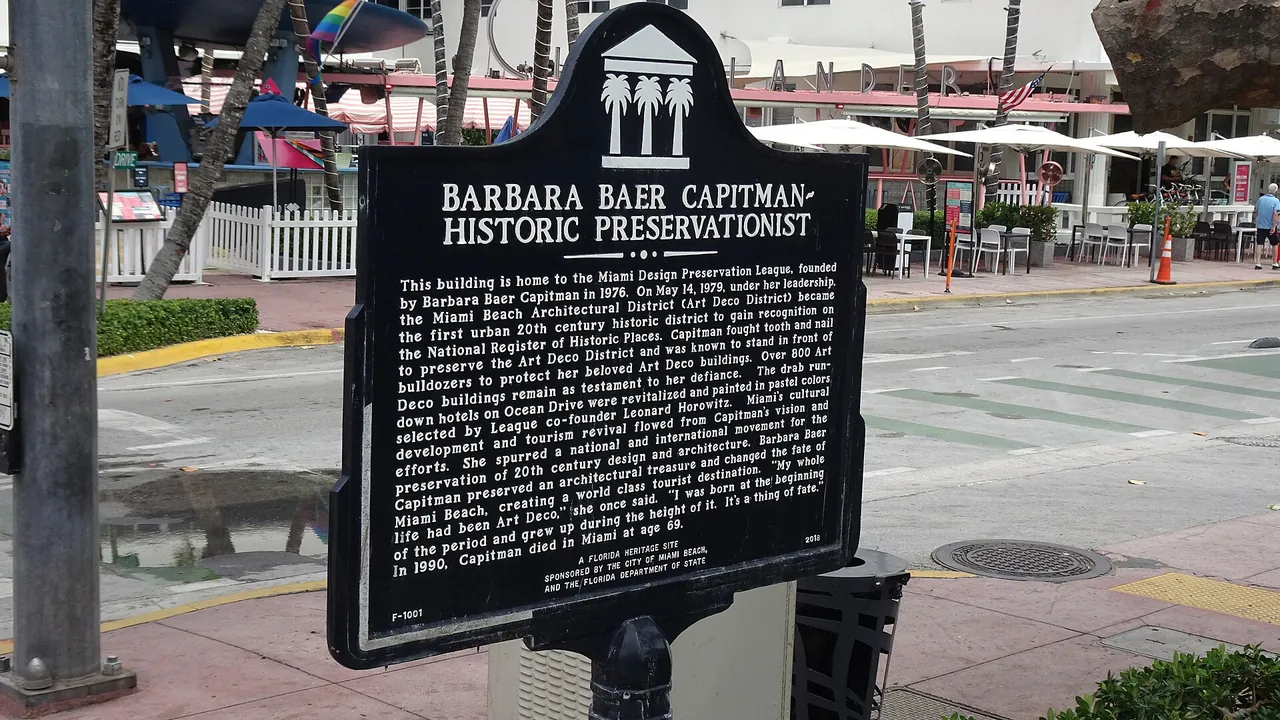 Barbara Baer Capitman historical marker 1001 Ocean Drive Miami Beach FL 33139 USA (2)
