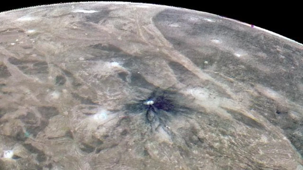 A Striking Crater on Jupiter's Moon Ganymede