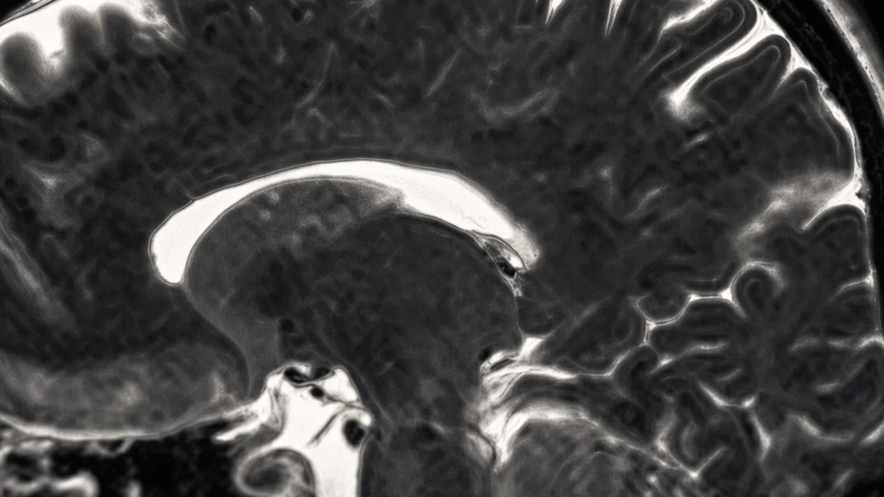 Sagittal MRI scan of brain of patient with Chiari malformation