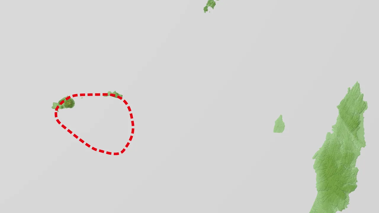 Kikai Caldera Relief Map, SRTM, Unmarked