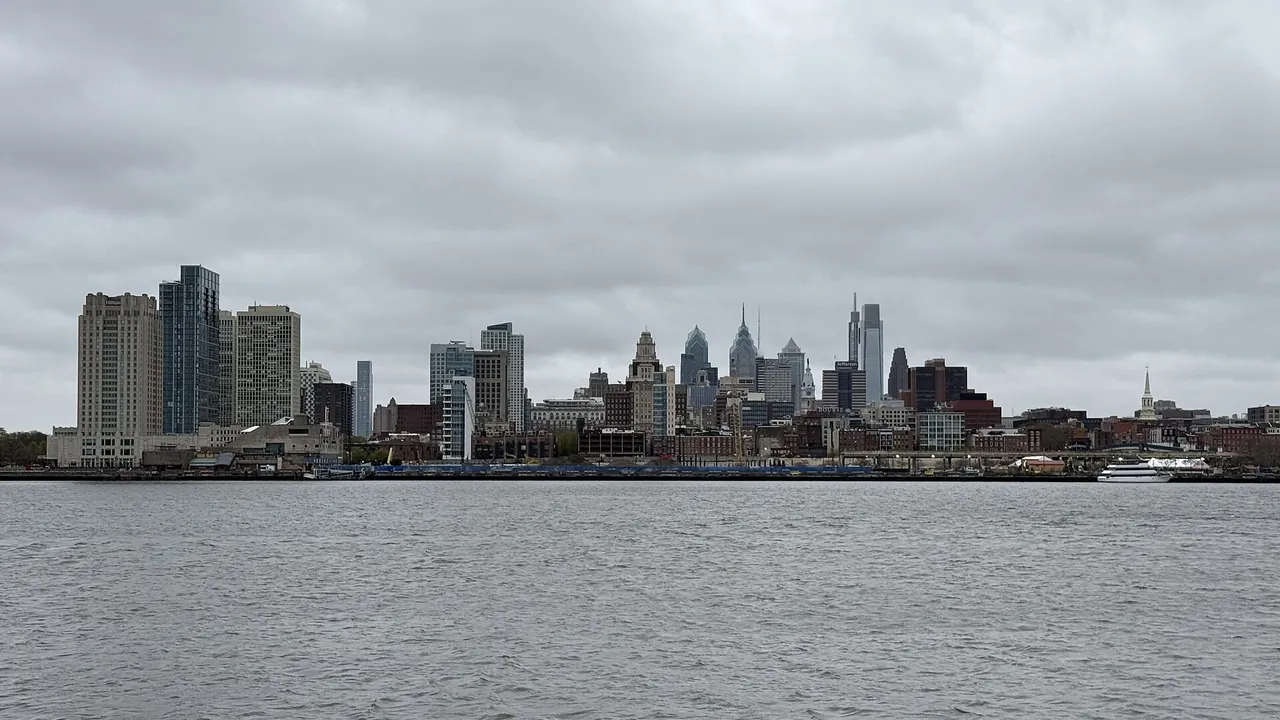 2025-04-12 10 16 23 View west across the Delaware River towards Center City Philadelphia from the Camden Waterfront in C