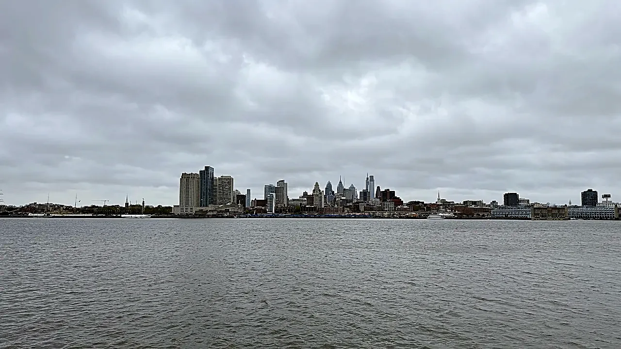 2025-04-12 10 16 21 View west across the Delaware River towards Center City Philadelphia from the Camden Waterfront in C