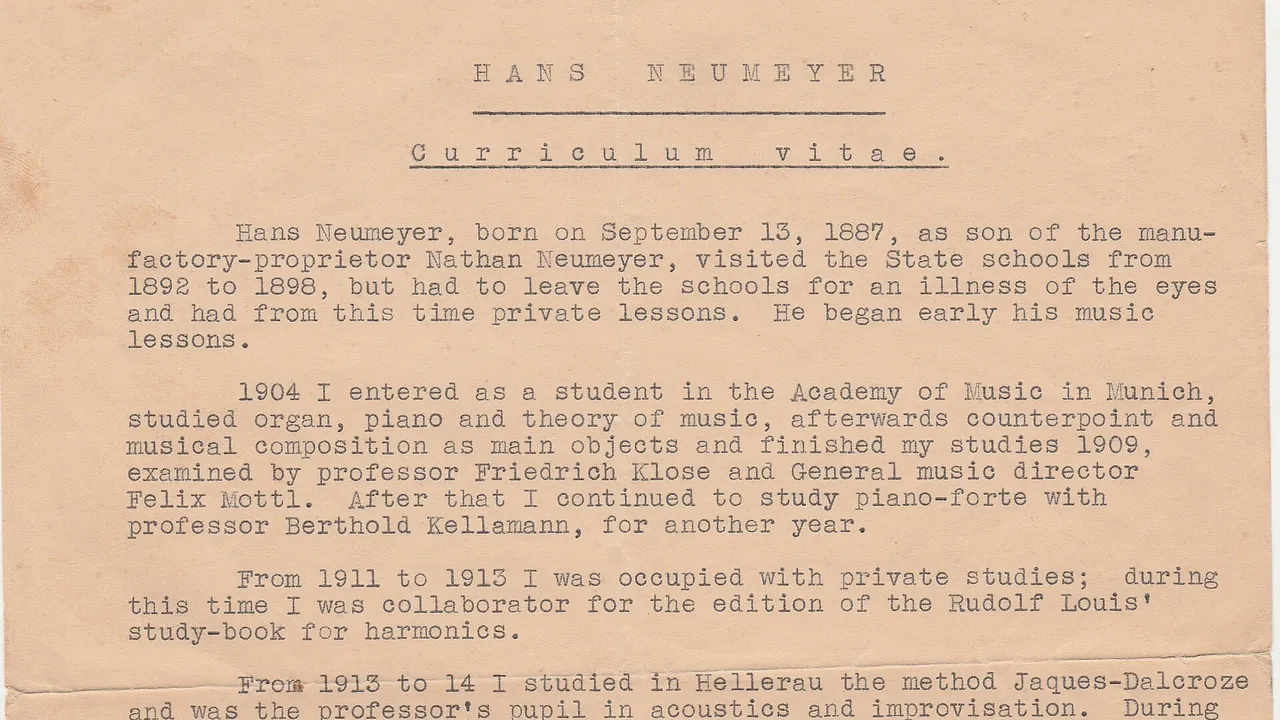 Hans Neumeyer CV
