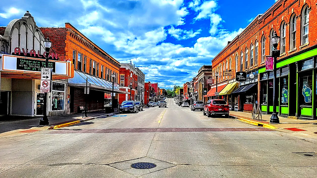 Platteville, Wisconsin Main Street looking West