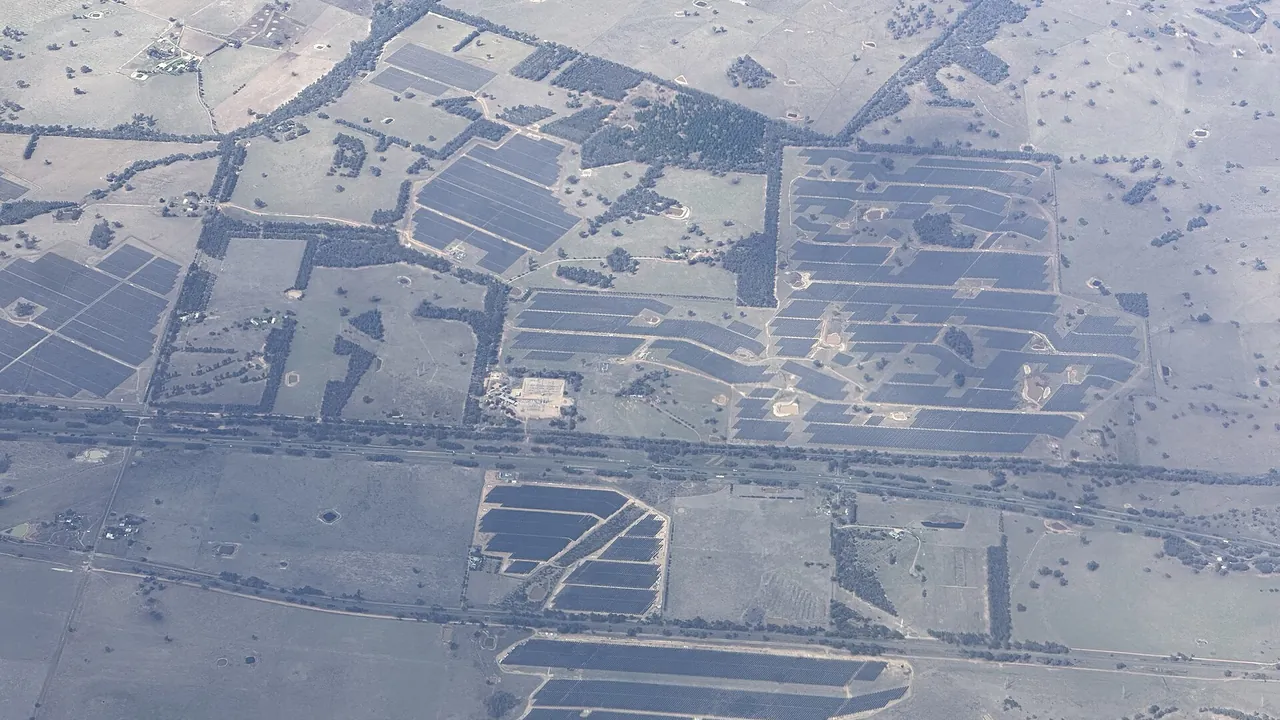 Aerial view of Mokoan, Winton and Glenrowan West Solar Farms
