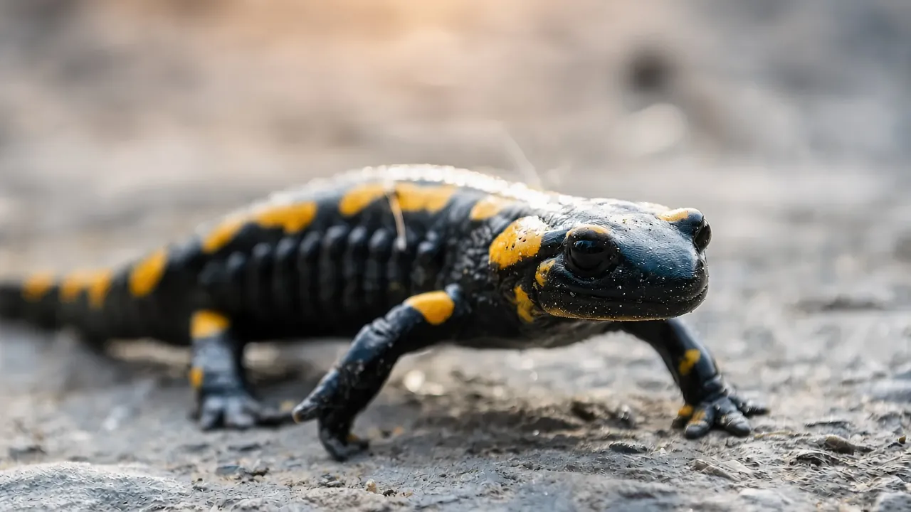 A fire salamander (Salamandra salamandra)