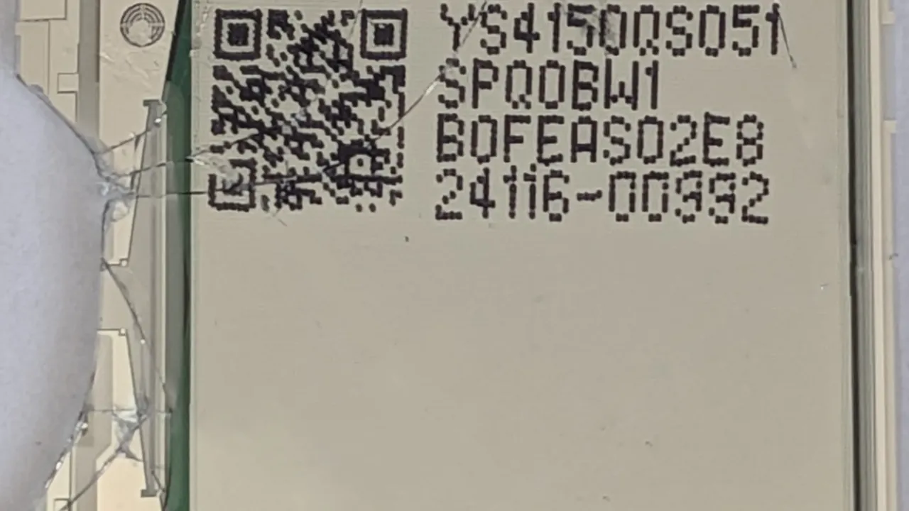 Back of the electronic paper display in a Hanshow Nebular Pro 154Q-N