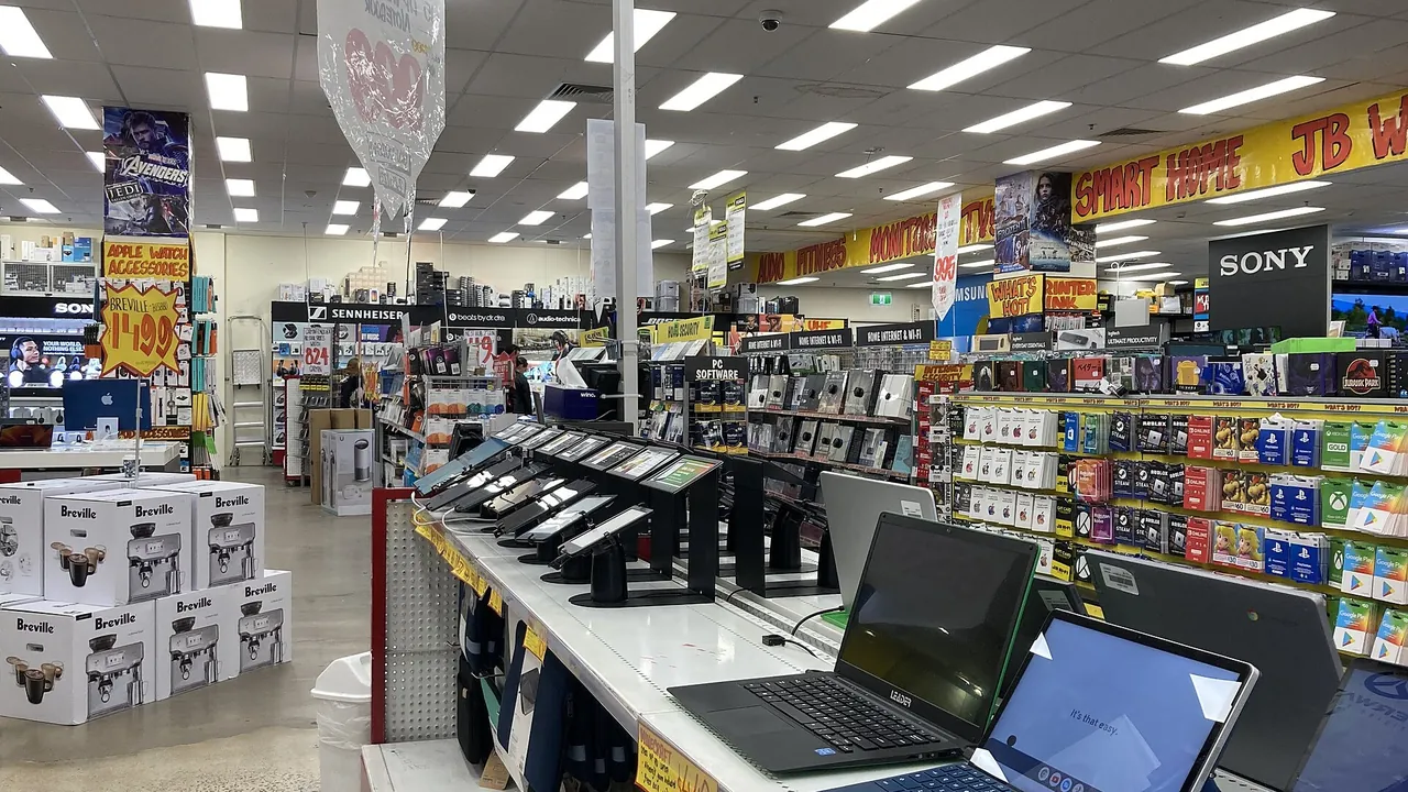 Computer section of the JB Hi-Fi store at Westfield Woden April 2023