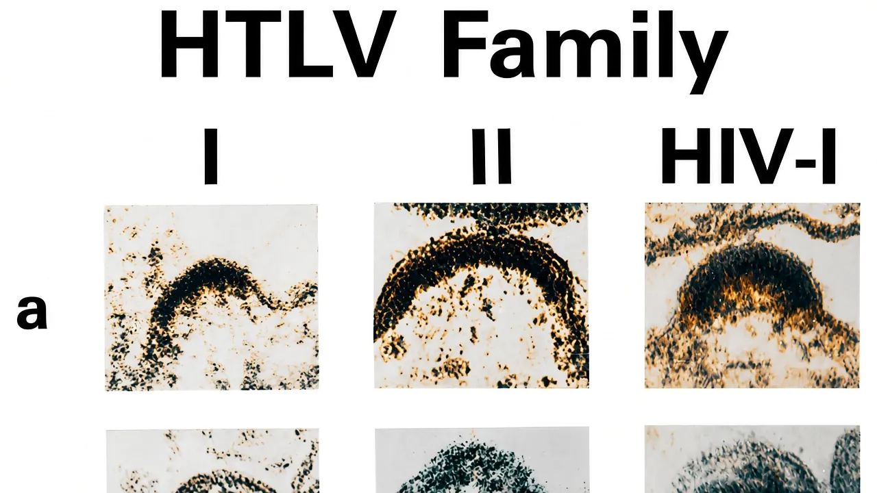 Electron micrographs of htlv family