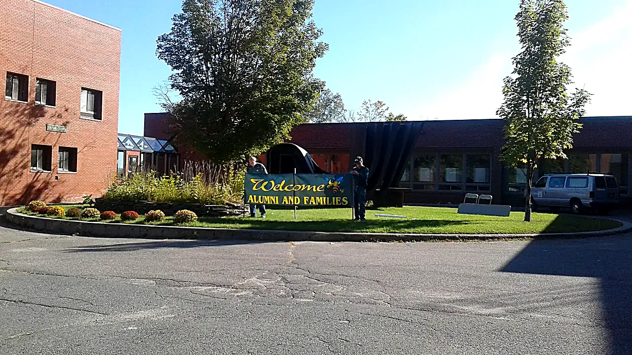 Banner welcoming alumni and parents Northern Vermont University Lyndon campus Lyndon VT September 2017