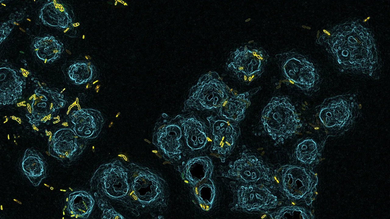Lung cells infection by Pseudomonas aeruginosa