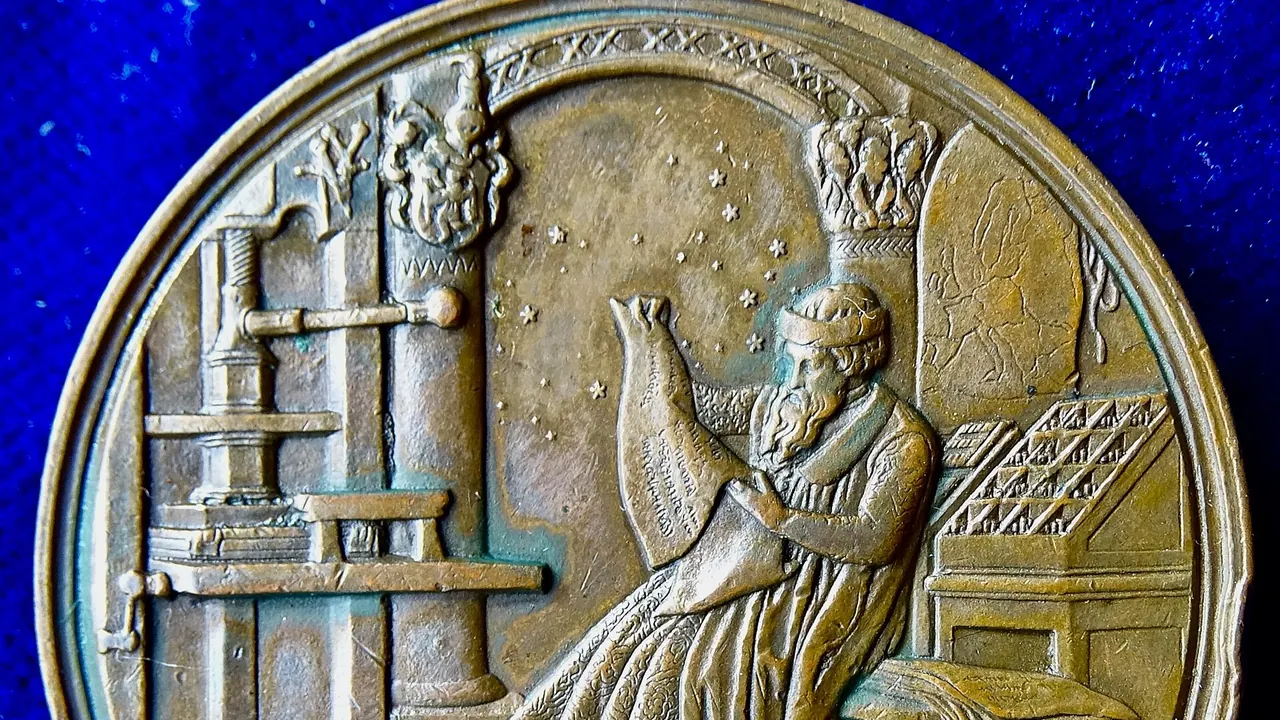 Berlin 1840 Celebration Medal 400th Anniversary Johannes Gutenberg's Printing Press Invention, reverse