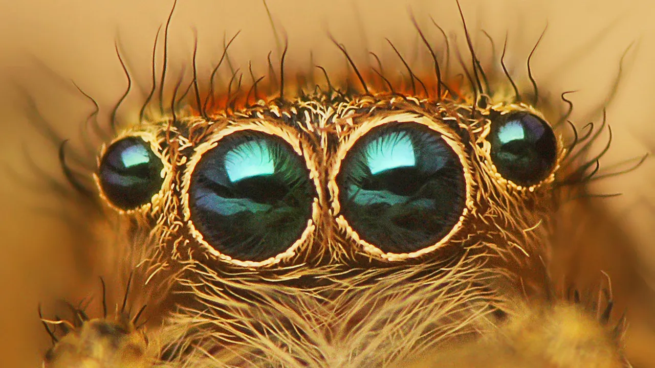 Flickr - Lukjonis - Eyes of Jumping spider - Marpissa radiata