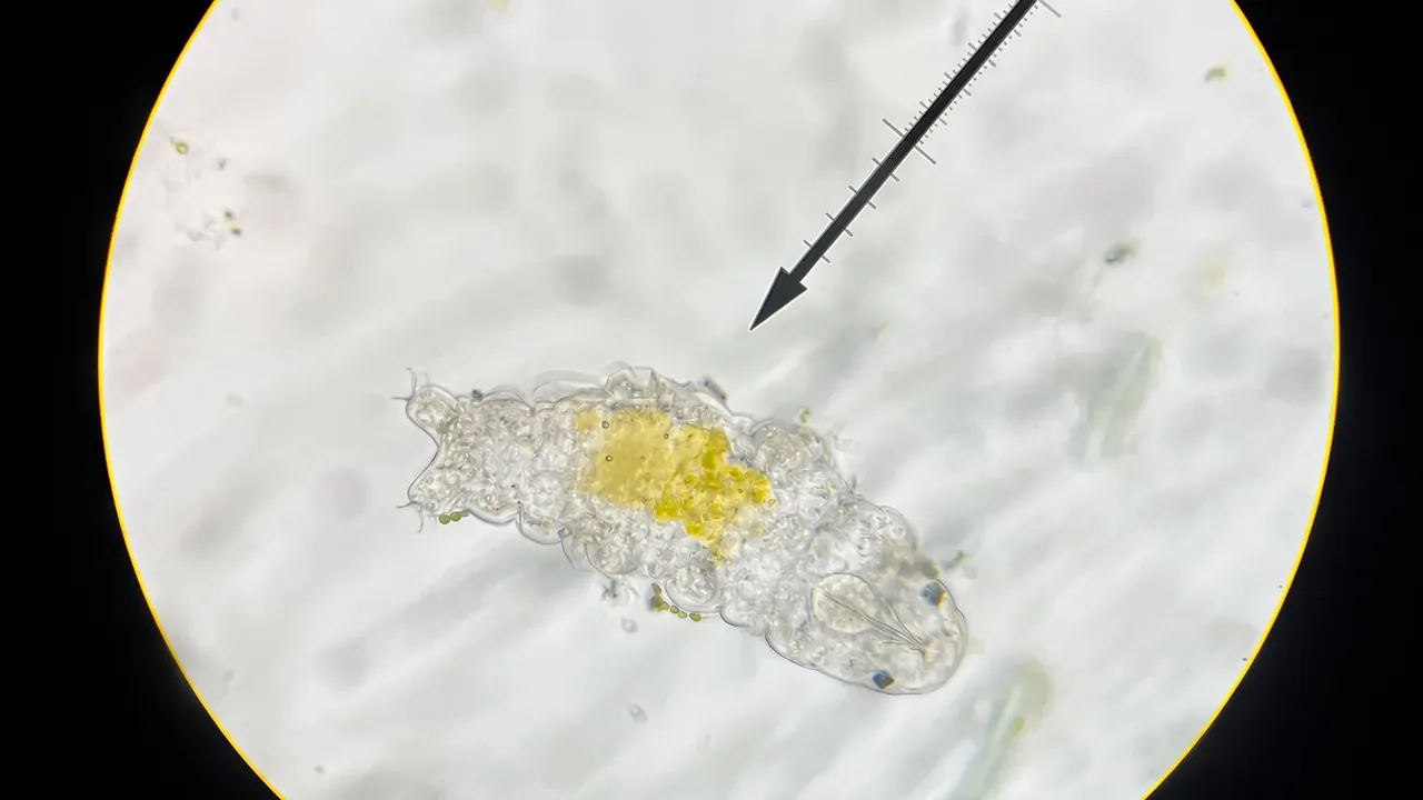 Tardigrade under microscope