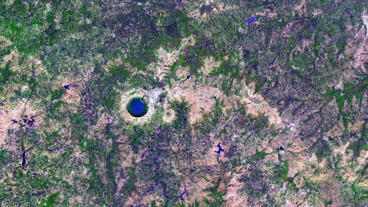 India, Lonar crater, Meteorite Impact, Aerial view