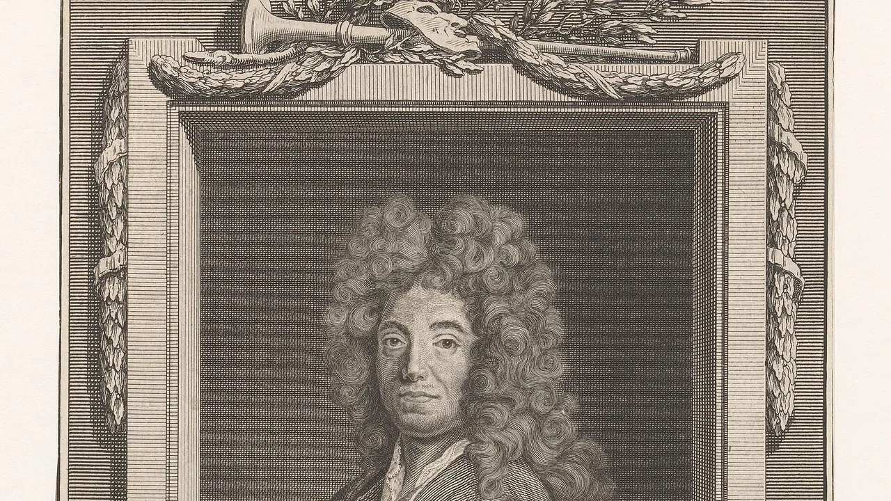 Portret van Jean de la Bruyère Titelpagina voor La Bruyère, Jean de. Les Caractères de Théophraste et de La Bruyère, ave