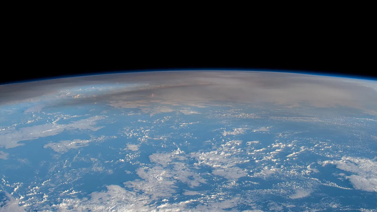 ISS-66 Atmospheric plume from 2022 Hunga Tonga eruption - edited
