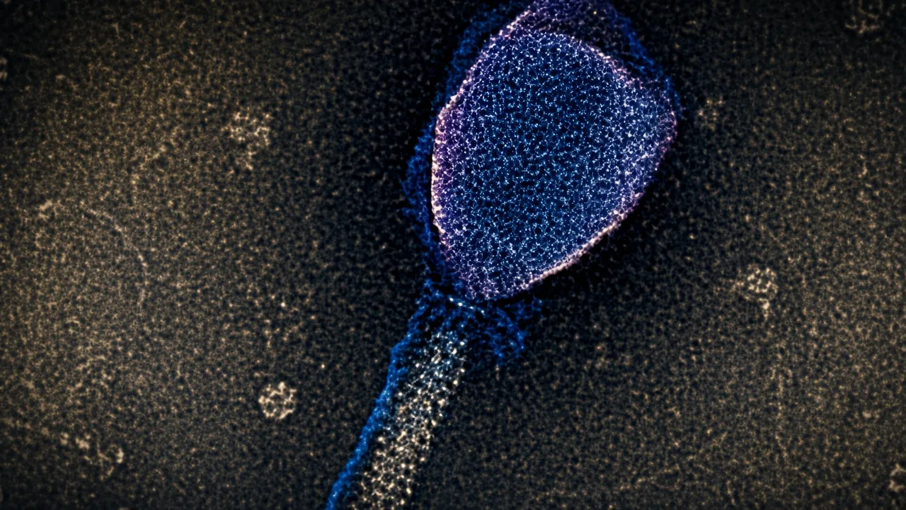 Enterobacteria phage T2 transmission electron micrograph